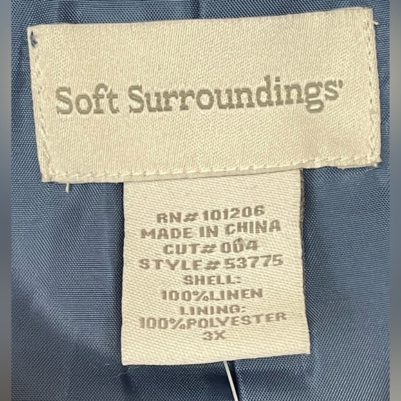 SOFT Surroundings Blue Linen Chambray Chain Lagenlook Coastal Jacket Blazer 3X - Picture 7 of 8